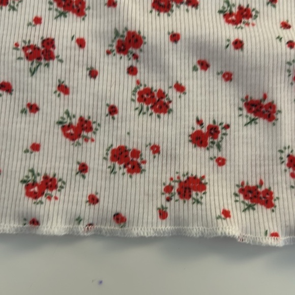 Shein White & Red Pink Roses 90's Y2K V-Neck Lace Neckline Summer Dress Size S - Picture 7 of 7